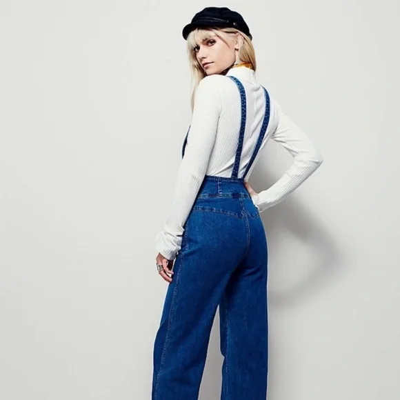 Free People Penrose High Waisted Denim Overalls - Picture 3 of 12